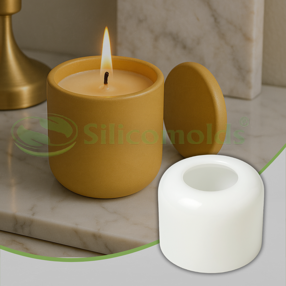 Silicomolds - Silicone candle/wax jar mold with lid - 3.5"W x 3" L - rounded bottom -URP353WM